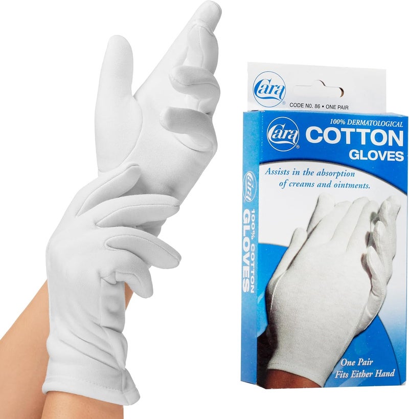 CARA Moisturizing Eczema Cotton Gloves - Extra Large, White - Image 1