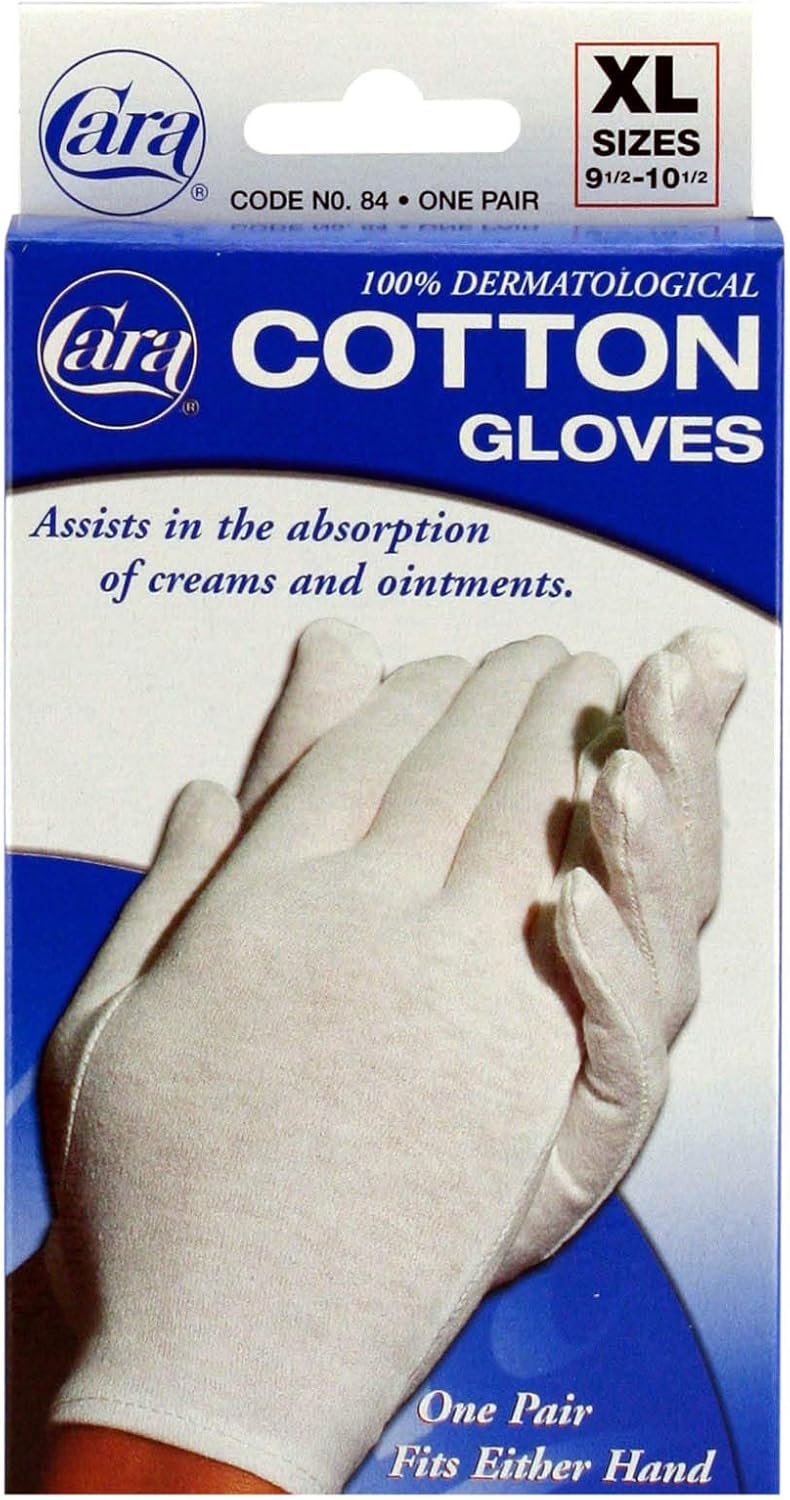 CARA Moisturizing Eczema Cotton Gloves - Extra Large, White - Image 2
