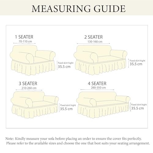 Lukzer 320 GSM Coffee Brown 3 Seater Turkish Sofa Cover Universal Couch Protector Bubble Fabric with Frill Universal Big Elasticity Furniture Slipcover (210-260cm/SC-097-03) - Image 4