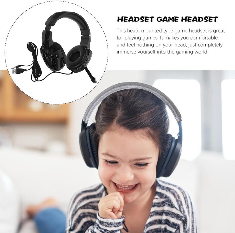 Wired I3000 Over-Ear Gaming Headset with Adjustable Mic for PC Computer, Black, Compatible with Dc 3-5v Power, Gamer Headphones for Online Game Communication - Image 3