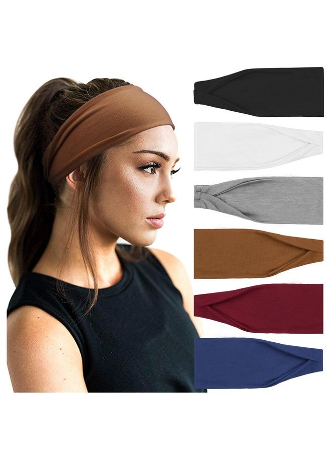 Loquat Yoga Sports Headbands for Women Elastic Non-Slip Headbands Workout Running Hair Bands 6 Pack - Image 1
