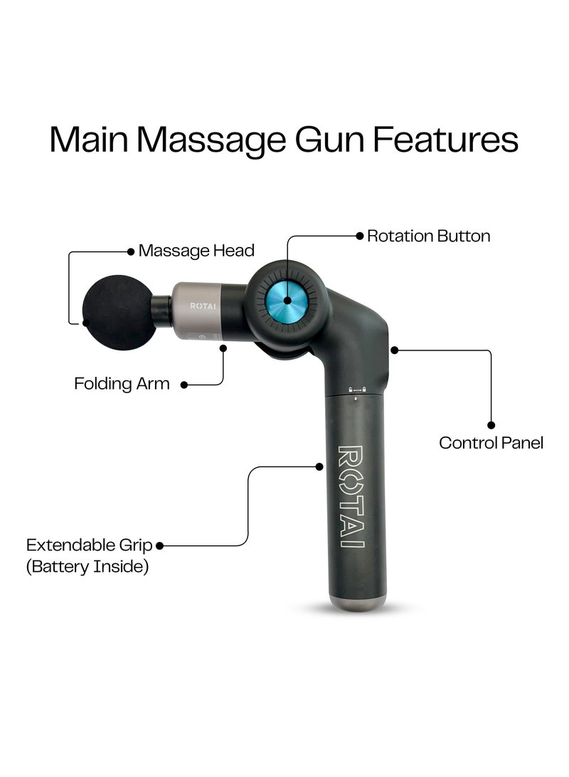 ROTAI Premium Foldable Deep Tissue Percussion Massage Gun – 6-in-1 with Brushless Motor, Heating Head & Aerospace-Grade Alloy Body – Ultimate Muscle Therapy & Recovery | Awaken Your Purer Self - Image 2