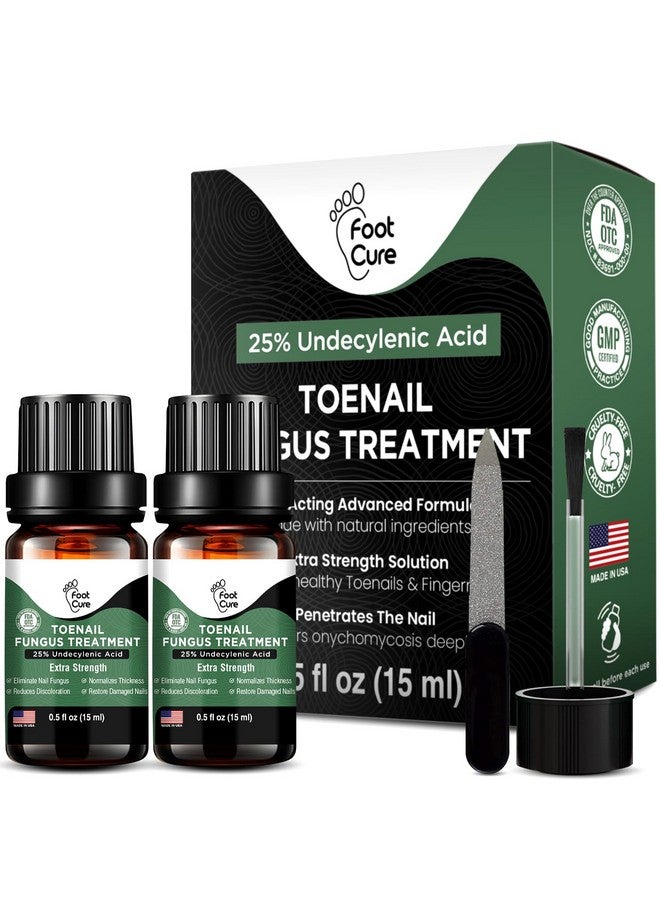 Foot Cure Toenail Renewal Solution Extra Strength Care for Toe Nail & Fingernails - Nail Repair Solution for broken, Discolored Nails - Renews Damaged Cracked Ingrown Toenail Made In USA 0.50 Fl Oz - 2 Pack - Image 1