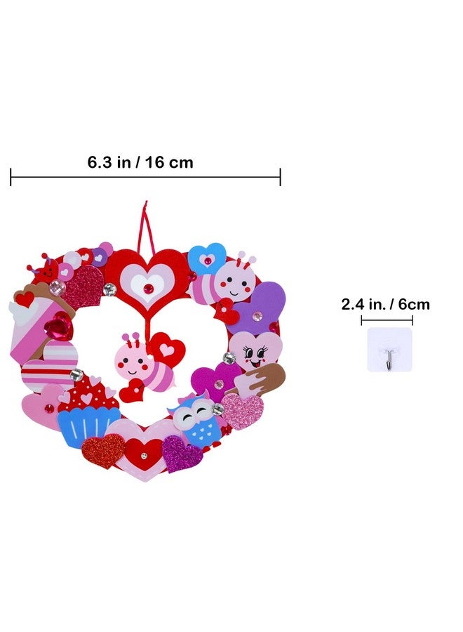 Winlyn 12 Sets Heart Wreath Ornaments Decorations Valentine Crafts Kits Heart Shaped Wreath Art Sets Valentine Heart Foam Stickers for Kids Valentine's Day Party Classroom Activities Gift Exchange - Image 5