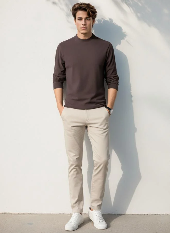 Take Two Take Two Men Brown Long Sleeve Knit T-Shirt