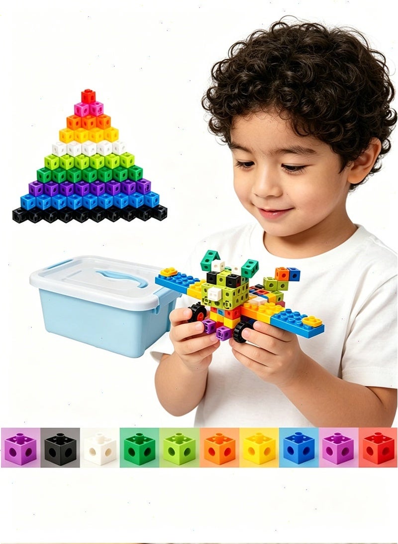 Yoawllty Snap Cubes Set of 100, Counting Sorting Blocks Toys, Linking Cubes, Kindergarten Learning Toy Gift for Kids Children - Image 1