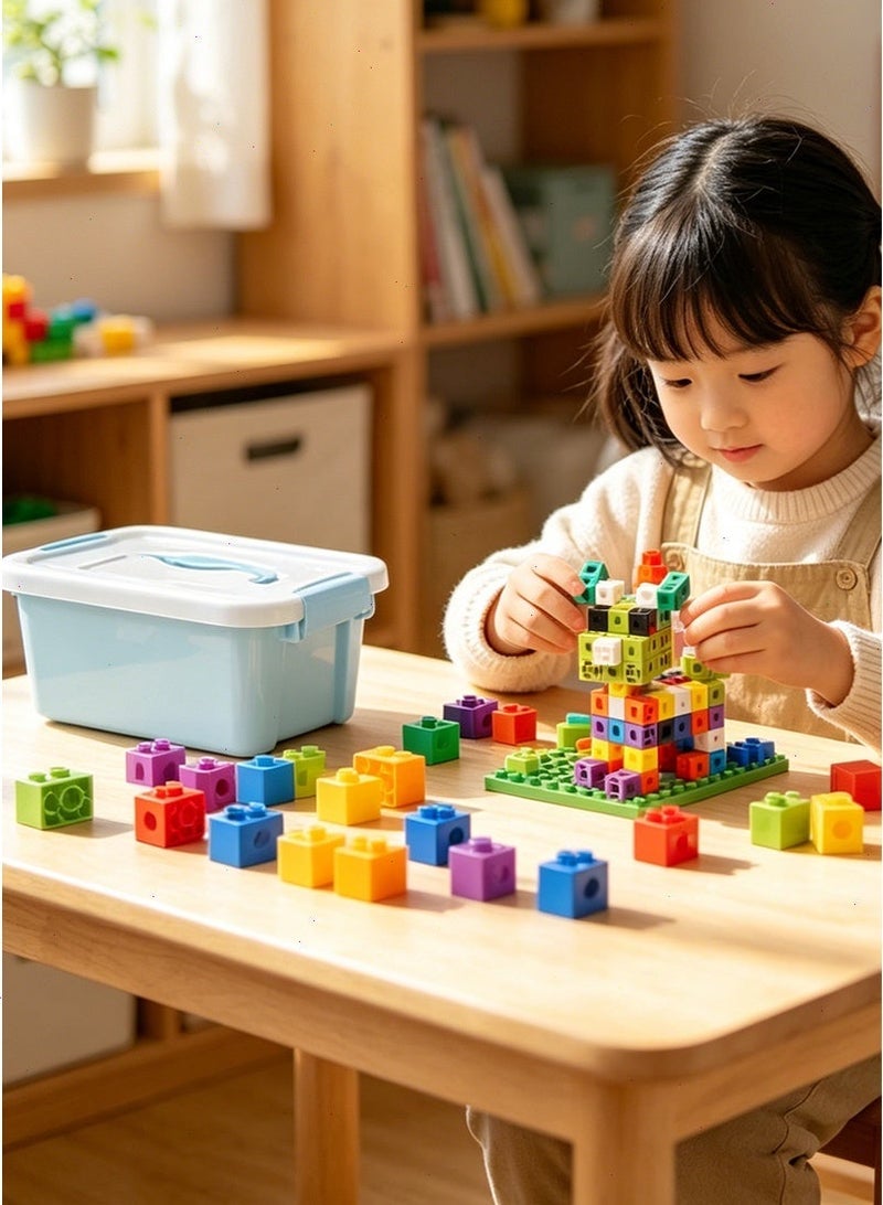 Yoawllty Snap Cubes Set of 100, Counting Sorting Blocks Toys, Linking Cubes, Kindergarten Learning Toy Gift for Kids Children - Image 2