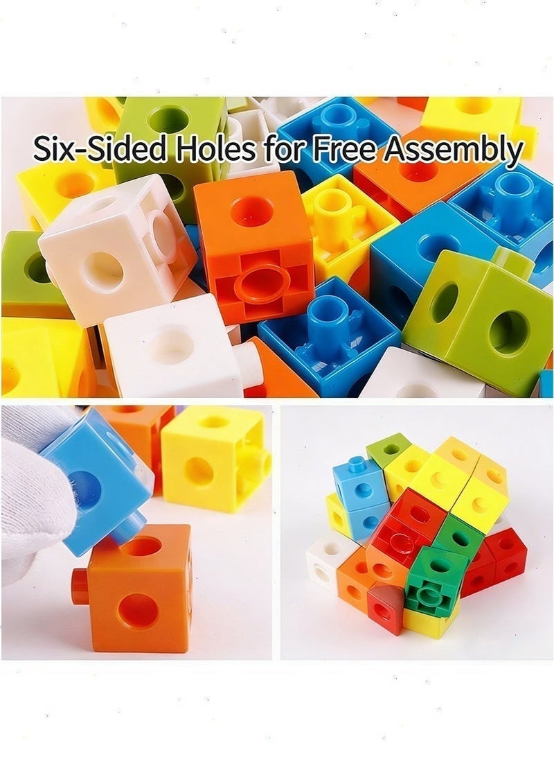 Yoawllty Snap Cubes Set of 100, Counting Sorting Blocks Toys, Linking Cubes, Kindergarten Learning Toy Gift for Kids Children - Image 4