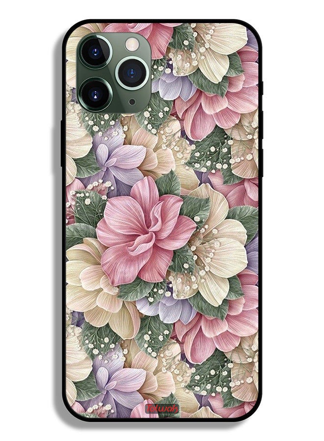 Tolwak حافظة حماية لهاتف آبل آيفون 11 برو ماكس بتصميم زهور إتش دي - Image 2