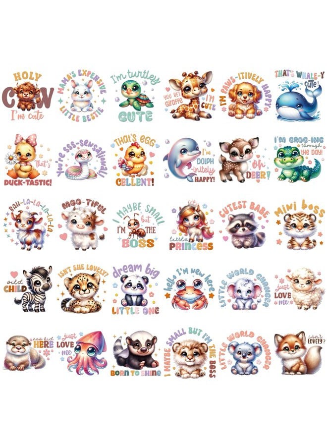 INCOK Cute Animal DTF Transfers Ready to Press - 30 Sheets Funny Quotes Iron on Transfers Iron on Decals Vinyl Design for Hoodie Clothing T-Shirts Jacket Hat Bag DIY Costume Decoration - Image 2
