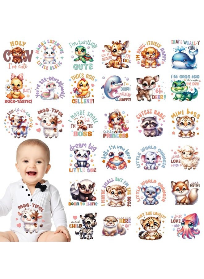 INCOK Cute Animal DTF Transfers Ready to Press - 30 Sheets Funny Quotes Iron on Transfers Iron on Decals Vinyl Design for Hoodie Clothing T-Shirts Jacket Hat Bag DIY Costume Decoration - Image 1