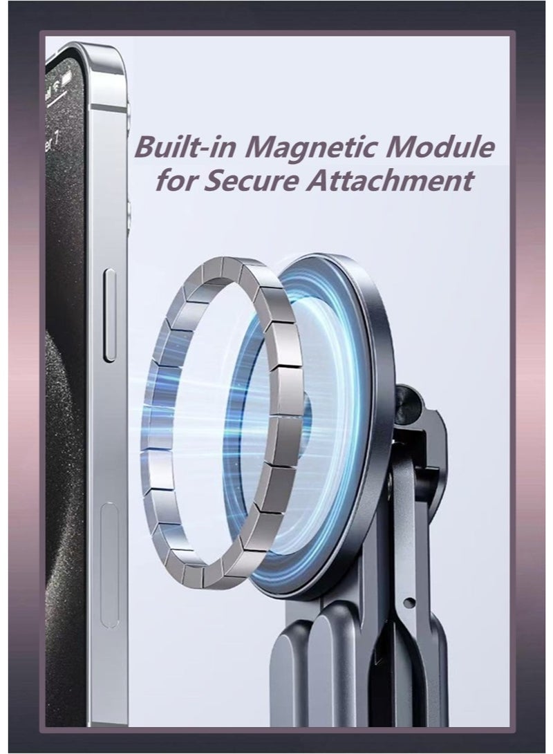 Laptop Stand for Desk, 8-Level Adjustable Laptop Riser - Aluminum Alloy & Silicone, Foldable Magnetic Portable, Multi-functional Ventilated Cooling Notebook Holder for Laptops, Tablets & Phones - Image 5