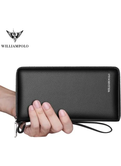 William Polo Italian Leather Long Men's Wallet