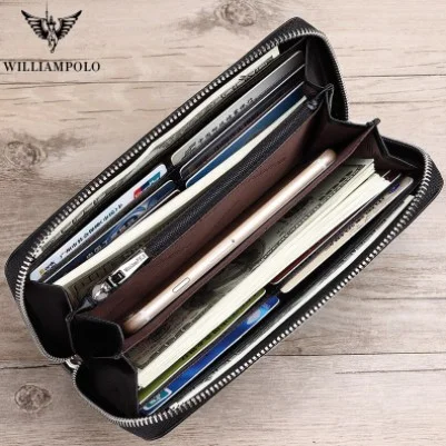 William Polo Italian Leather Long Men's Wallet