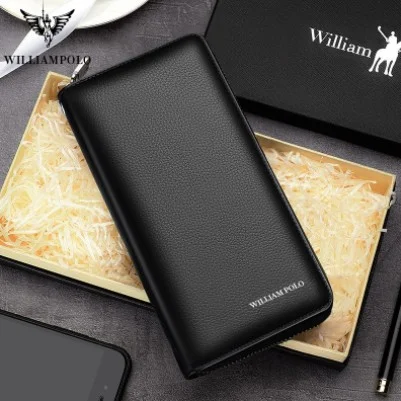 William Polo Italian Leather Long Men's Wallet