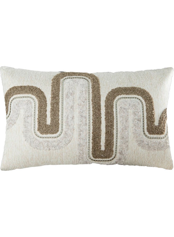 Belchior Concept Embroidery Rectangular Decorative Cushion Linen and Brown 35 x 55 cm 472521 - Image 1