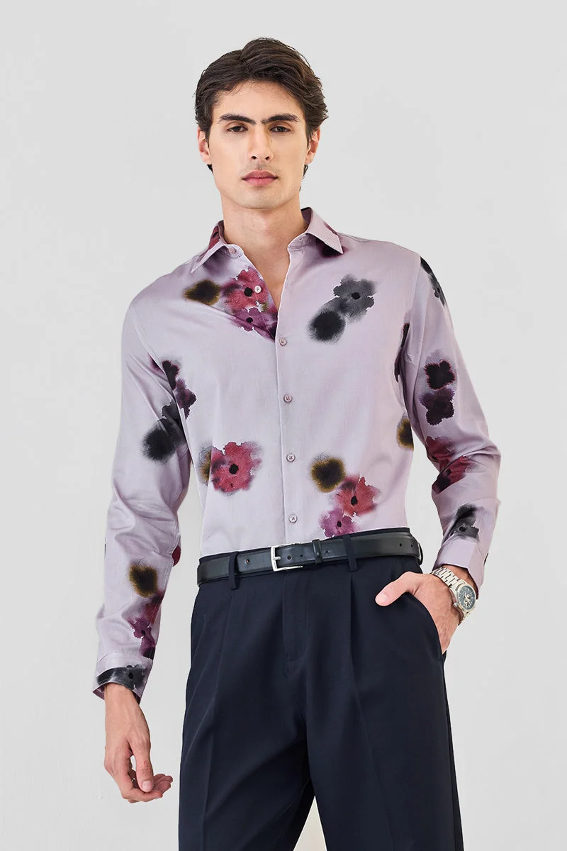 سنيتش قميص فاخر بقصة ضيقة بنقوش زهور