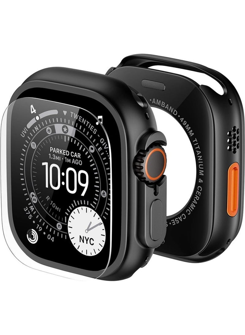 2-in-1 Metal Case Apple Watch Ultra 3/2/1 49mm , Rugged Metal Bumper with Full Back Cover – iWatch Ultra 49mm  Shockproof Cover + Tempered Glass Screen Protector - Image 2