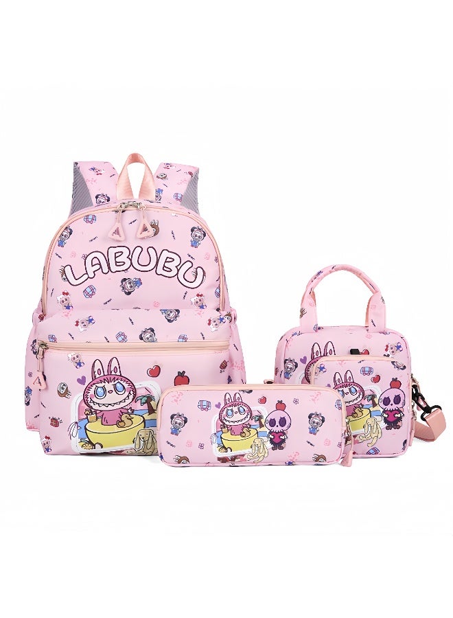 لابوبو حقيبة ظهر Labubu للأولاد والبنات في المرحلة الابتدائية، حقيبة أقلام، حقيبة رسول، حقيبة مدرسية للأطفال بسعة كبيرة، مطبوعة برسومات كرتونية لطيفة - Image 1