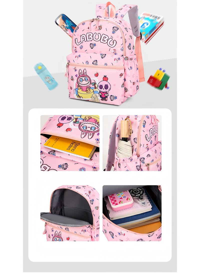 لابوبو حقيبة ظهر Labubu للأولاد والبنات في المرحلة الابتدائية، حقيبة أقلام، حقيبة رسول، حقيبة مدرسية للأطفال بسعة كبيرة، مطبوعة برسومات كرتونية لطيفة - Image 4