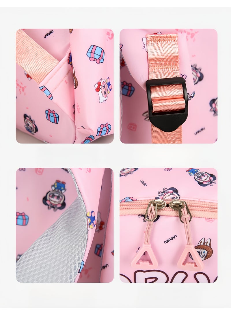 لابوبو حقيبة ظهر Labubu للأولاد والبنات في المرحلة الابتدائية، حقيبة أقلام، حقيبة رسول، حقيبة مدرسية للأطفال بسعة كبيرة، مطبوعة برسومات كرتونية لطيفة - Image 3