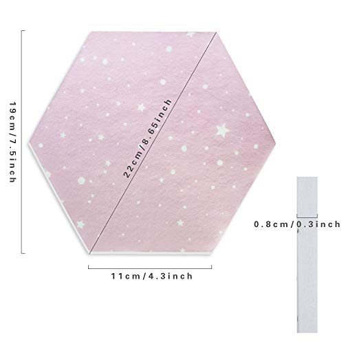 Fovasen 8 Pcs Felt Hexagon Cork Board Tiles, Self-Adhesive Notice Board Pink Wall Tiles with Push Pins for Home Office Classroom Wall Decor, Pink - Image 2