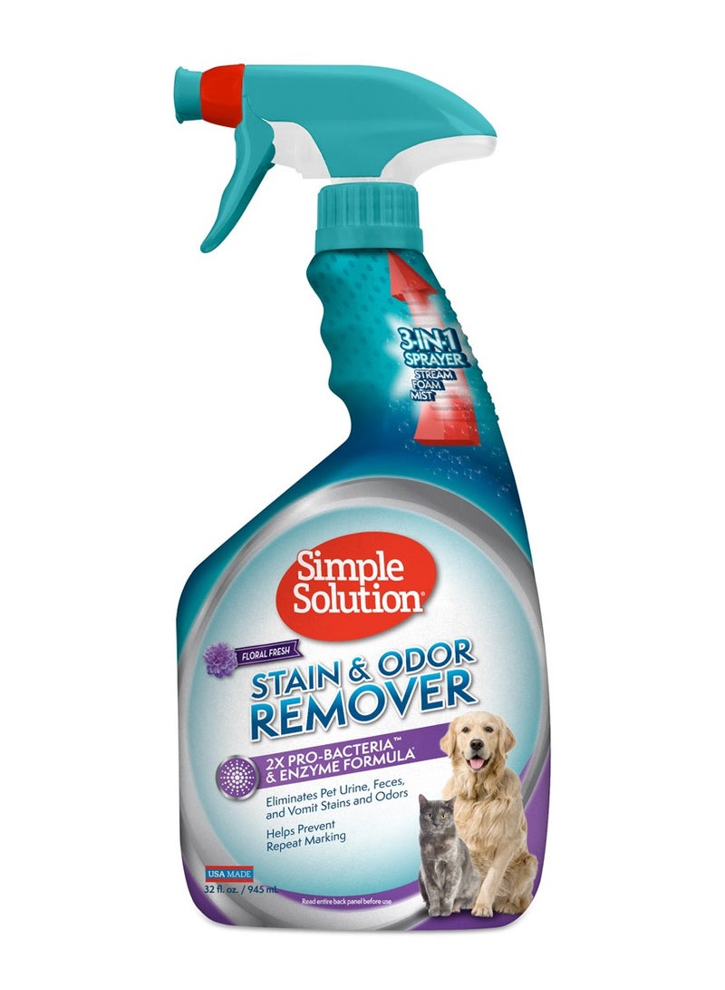 Simple Solution Pet Stain & Odor Remover, Floral Fresh Scent 32 OZ - Image 1