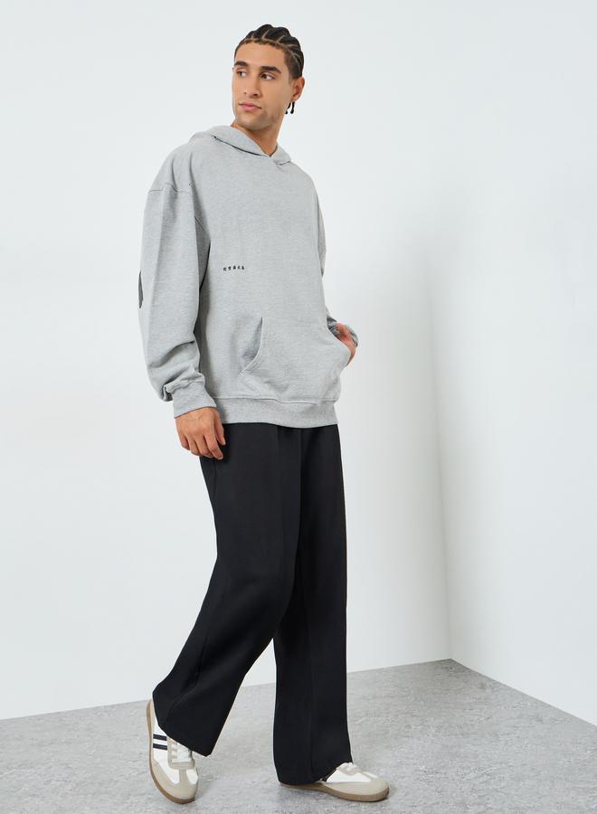 Styli Men Grey Slogan Print Oversized Hoodie - Image 3