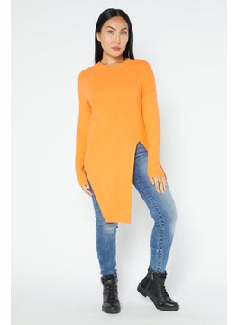 VERO MODA Women Round Neck Knitted Sweater, Orange  - Image 3