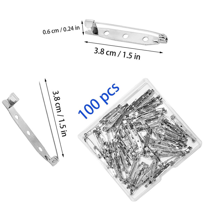ZTEOFO 100 Pcs Locking Pins Backs Safety Clasp Brooch, Silver Brooch Pin, Bar Pin, for Name Tags, Jewelry Making and DIY Crafts (38MM) - Image 3