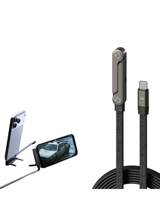 2 in 1 Charging Cable 240W, Multi Charger Cord with Type C Multi-Angle Adjustable Stand,Fast Charging Data Sync Cable for Smartphones, Tablets, Laptops, Gaming Devices - Image 1