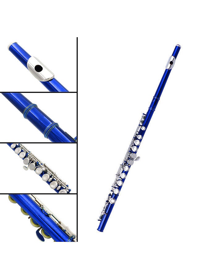 Generic Western Concert Flute Cupronickel Nicke Plated 16 Holes C Key Woodwind Instrument with Cleaning Cloth Stick Gloves Mini Screwdriver Padded Case  - Image 4
