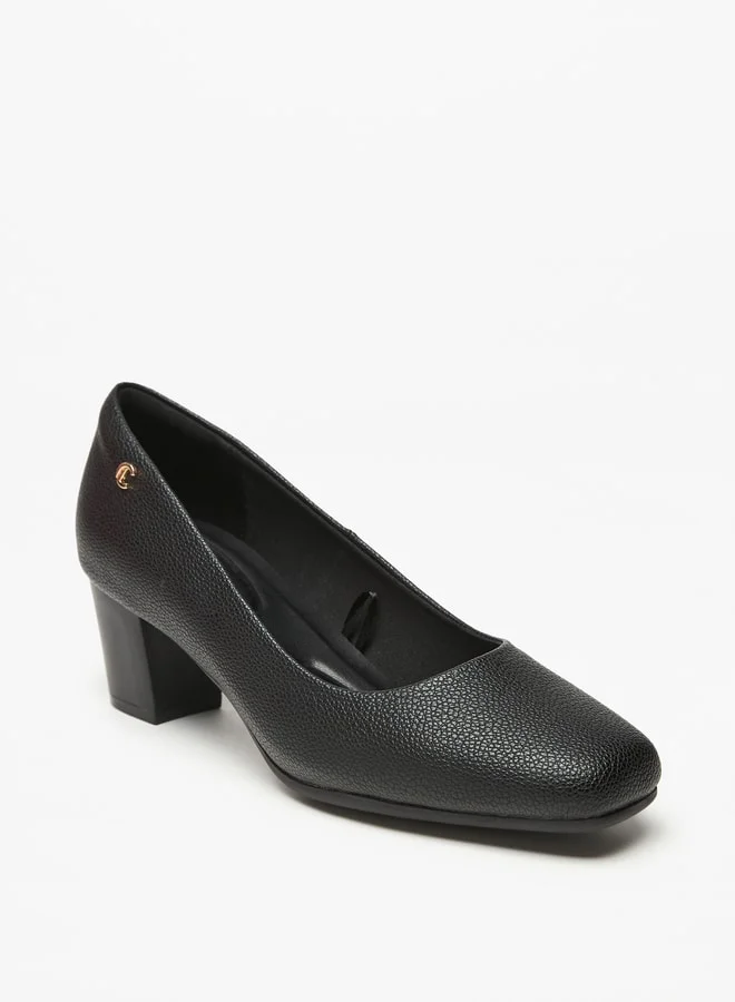 لو كونفورت Women's Textured Slip-On Pumps with Block Heels