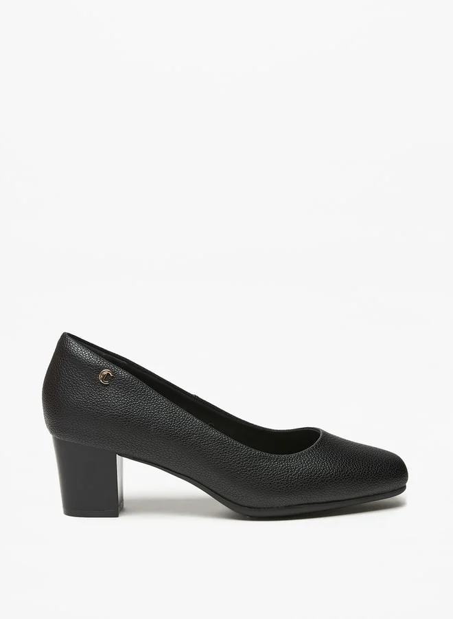 لو كونفورت Women's Textured Slip-On Pumps with Block Heels