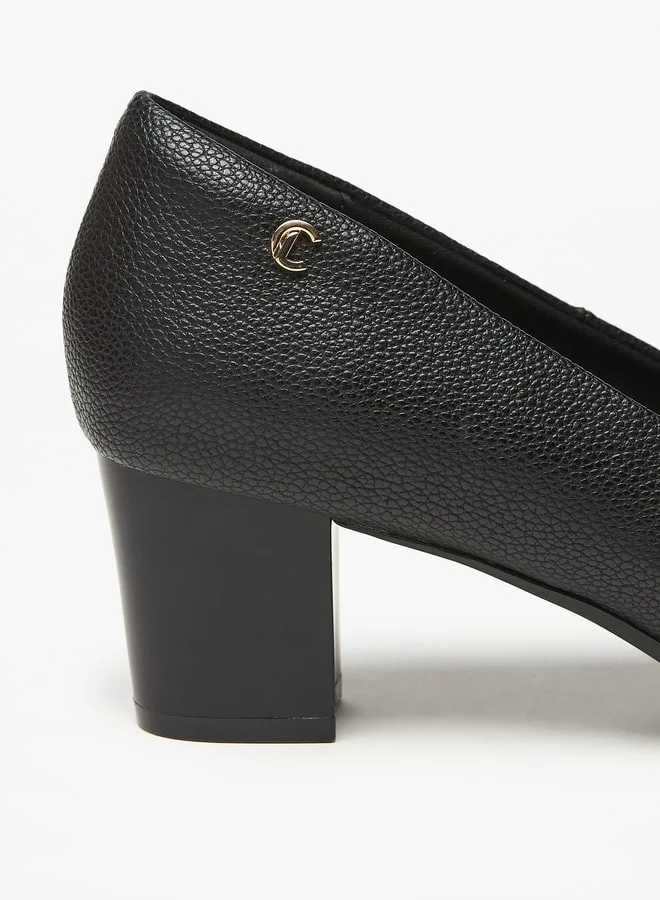 لو كونفورت Women's Textured Slip-On Pumps with Block Heels