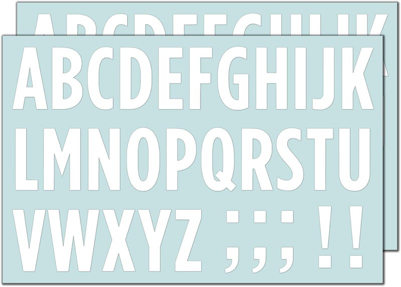 TownStix 10 Sheets 2 inch  Large White Vinyl Letter Stickers Self Adhesive Stick on Alphabets Waterproof Outdoor Use - Image 1