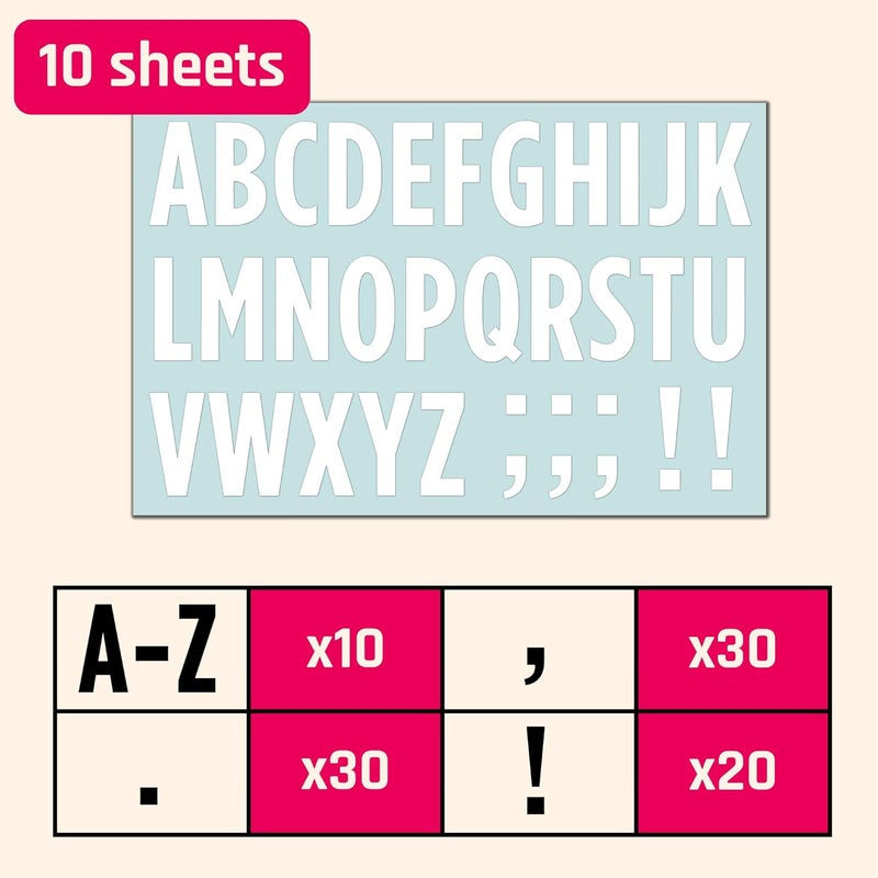 TownStix 10 Sheets 2 inch  Large White Vinyl Letter Stickers Self Adhesive Stick on Alphabets Waterproof Outdoor Use - Image 4
