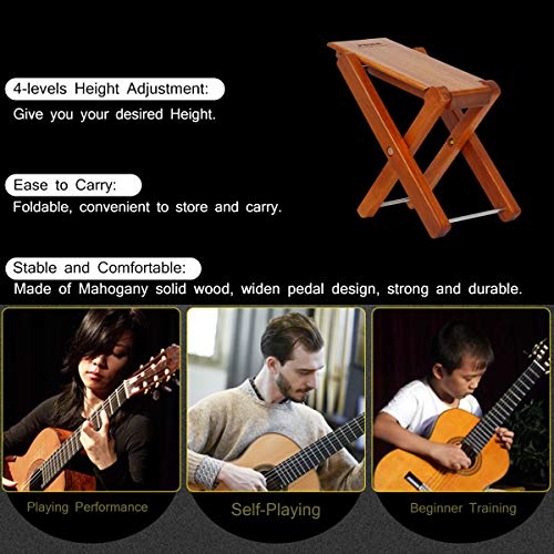 PUNK Guitar Footstool Solid Wood Guitar Pedal Guitar Foot Rest Stool Pedal 4-Level Adjustable Folding Wood Footstool Pedal - Image 5