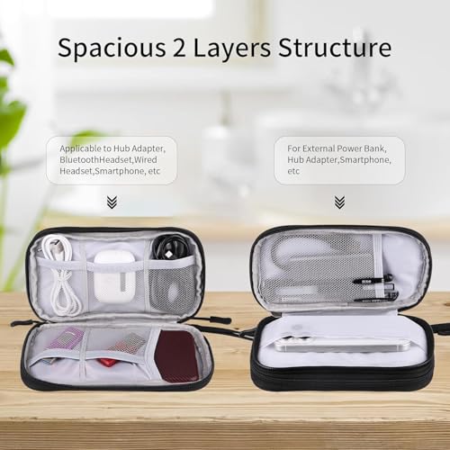 Niwlix Gadget Cable Travel Organizer Pouch Storage Case for USB Cables, Earphones, Power Bank, Chargers, Hard Disk & Other Travel Accessories Travel Organiser Pouch - Black - Image 2