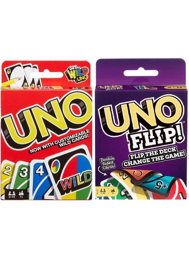 Mattel Games Mattel Uno Original and Uno Flip Card Games, Combo Pack of 2 
