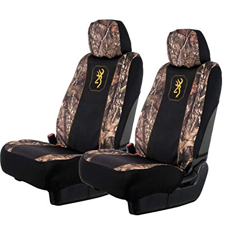 Browning Universal Front and Bench Seat Covers Water Resistant for Car Truck and SUV Pack of 2 Mossy Oak BreakUp Country
