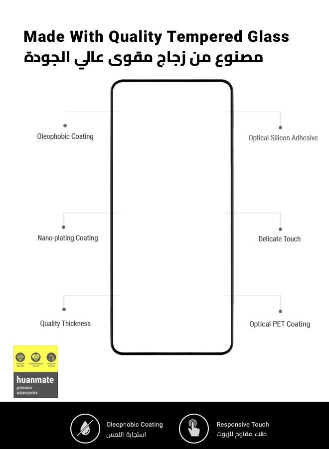 huanmate - 2 Pieces Edge to Edge Full Surface Screen Protector For OnePlus Nord CE 3 Lite Black/Clear - Image 1