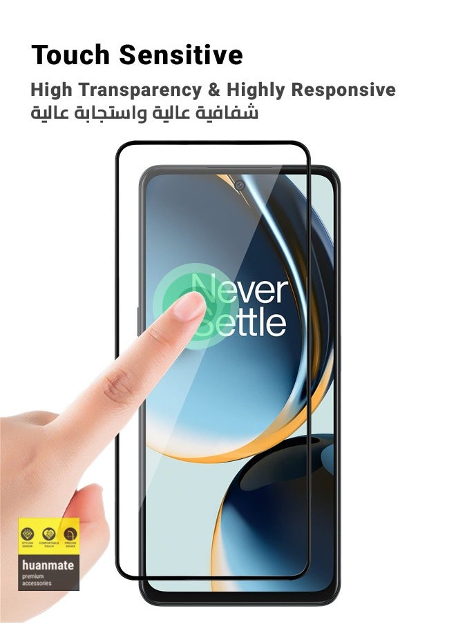huanmate - 2 Pieces Edge to Edge Full Surface Screen Protector For OnePlus Nord CE 3 Lite Black/Clear - Image 1