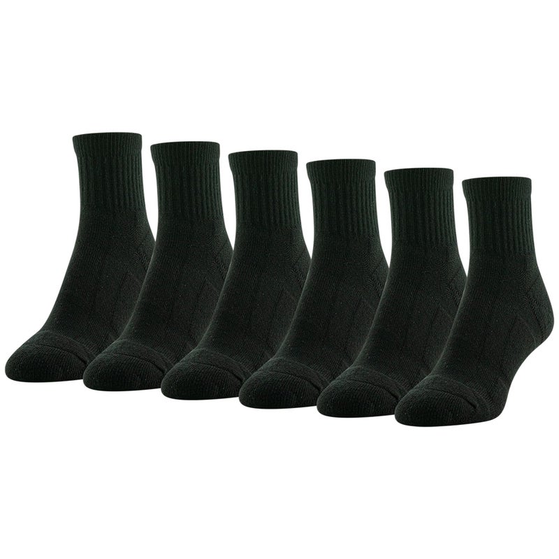 GOLDTOE Women's FIT TEC Cushion Quarter Socks, 6-Pairs, Black, Shoe Size: 6-9 - Image 1