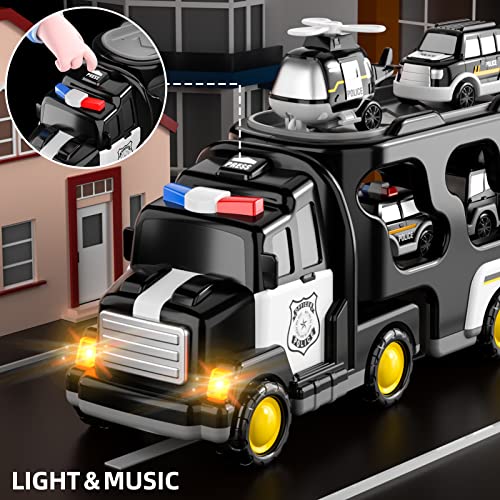 Bennol Toddler 5 in 1 Police Truck Toys for 1 2 3 4 5 Year Old Boys Police Rescue Vehicles Car Trucks Bus Helicopter for Kids Ages 13 35 Car Toys for 1 2 3 4 5 Year Old Boys Girls Birthday Gifts - Image 5