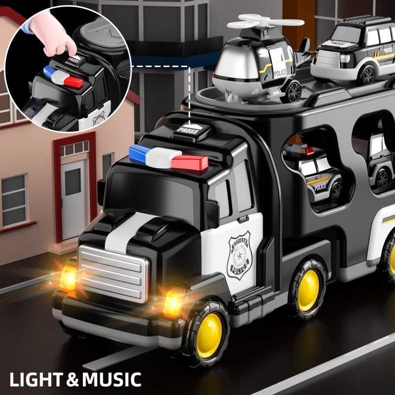 Bennol Toddler 5 in 1 Police Truck Toys for 1 2 3 4 5 Year Old Boys Police Rescue Vehicles Car Trucks Bus Helicopter for Kids Ages 13 35 Car Toys for 1 2 3 4 5 Year Old Boys Girls Birthday Gifts - Image 3