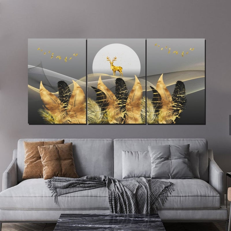 Marktna Three luxurious canvas prints with a modern design and a hollow frame, measuring (120×60), three pieces - Image 1