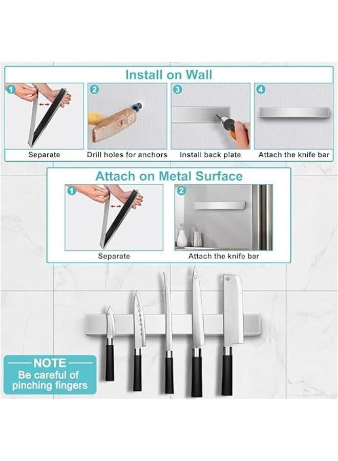 Magnetic Knife Holder for Wall, Knife Magnetic Strip Magnetic Knife Holder for Refrigerator Mount Knife Rack Kitchen Utensil Holder Metal Tool Holder Knife Block Kitchen Organizers Accessories 10 Inch - Image 4