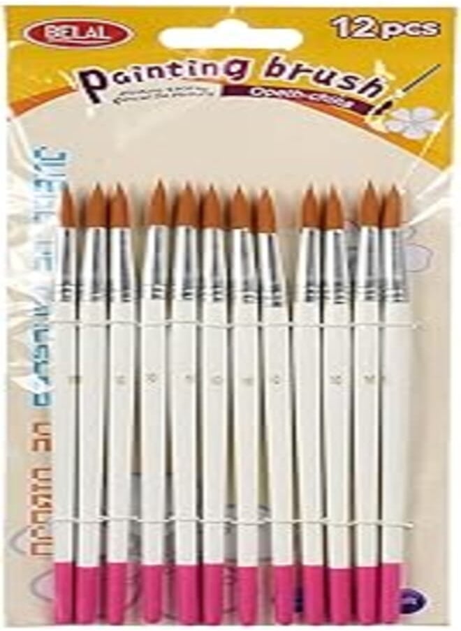 Belal - Belal Paint Brush Set, 12 Pieces - Size 10 - Fuchsia and White - Image 1