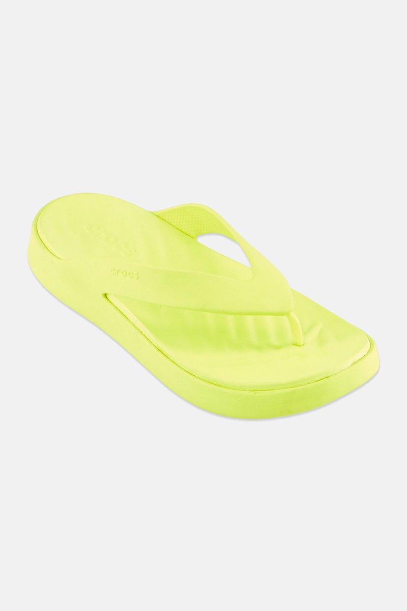 crocs Women Brand Logo Slip On Slippers, Neon Green - Image 1